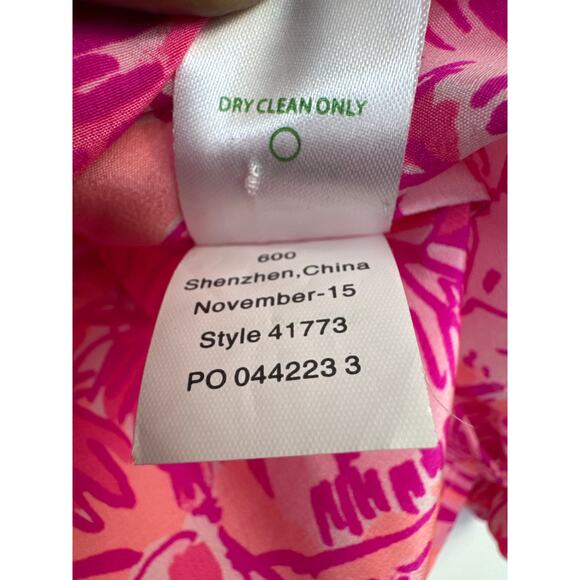 Lilly Pulitzer Elsa Silk Top Rule Breakers Print V Neck Long Sleeve XXS Resort - Picture 8 of 10